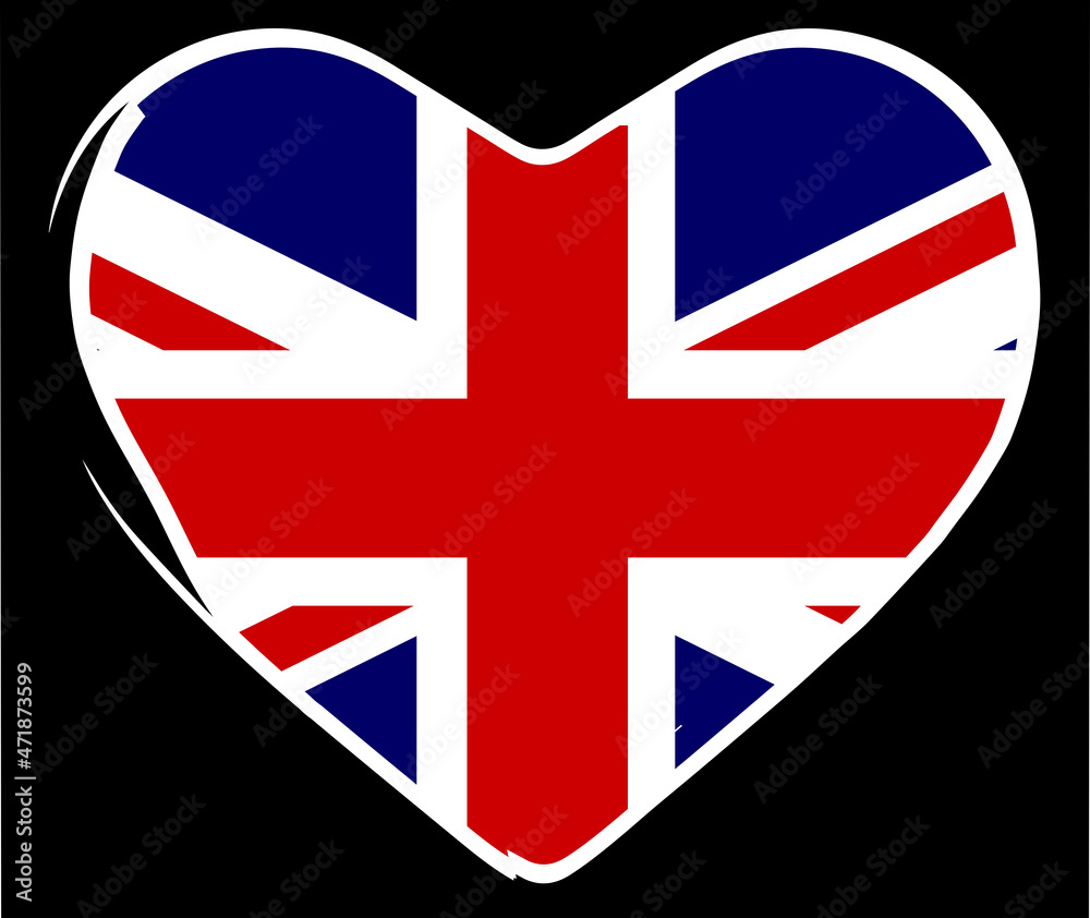 Obraz premium Union Flag Silhouette Heart