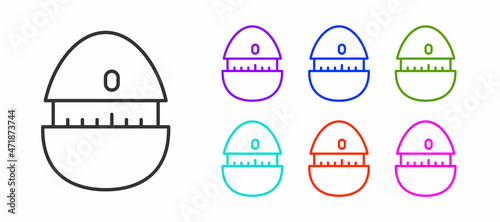 Black line Kitchen timer icon isolated on white background. Cooking utensil. Set icons colorful. Vector