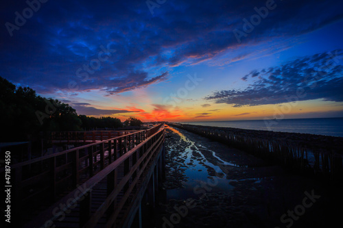 Beautiful sky as the sun was rising and Beautiful sky as the sun was rising.The scenic area of mangrove forests in Thailand