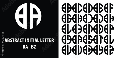 Abstract Initial Letter Combination BA till BZ in isolated circle shape