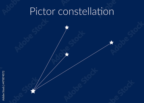 Pictor zodiac constellation sign with stars on blue background of cosmic sky