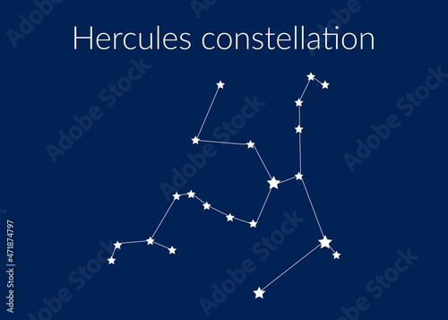 Hercules zodiac constellation sign with stars on blue background of cosmic sky