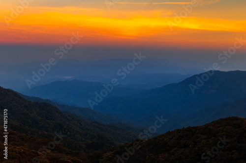 Mountain photo Morning sun Thailand View on the top of the hill with beautiful sunsets. Nakhon Si Thammarat Chawang District