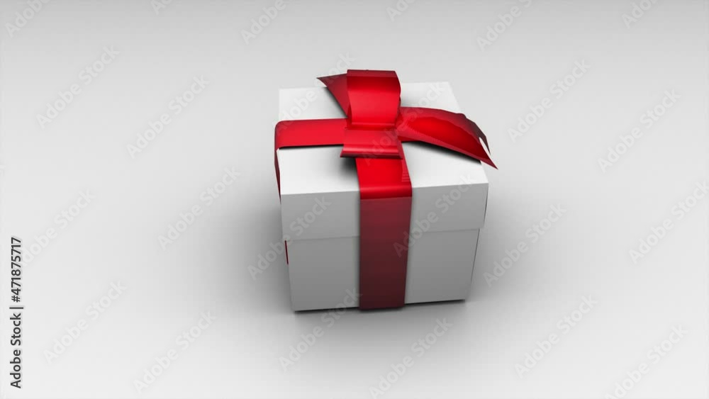 Vidéo Stock Rotating present box with a red ribbon on a white ...