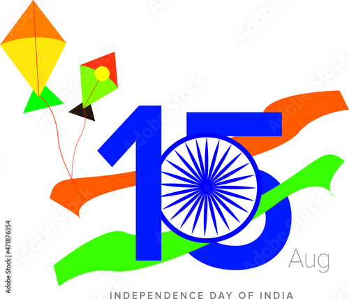 background with Indian independence day flag and date