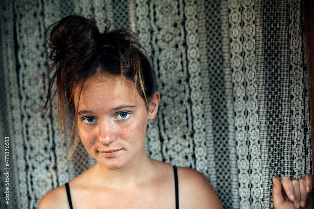 Fototapeta premium Portrait of a young rural girl.