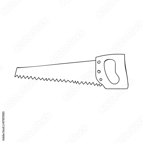 Doodle saw icon in vector. Hand drawn saw icon in vector. Doodle illustration of hand saw