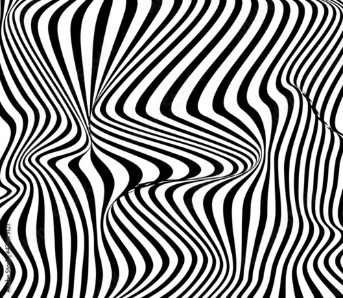 Abstract twisted illusion background patterns. Optical illusion of a wavy image  black on a white background. Vector illustration