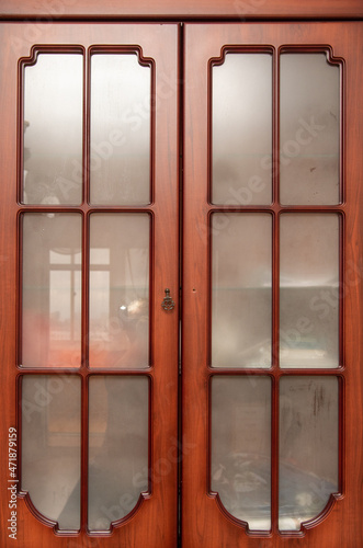 Glass decorative cabinet doors  background.