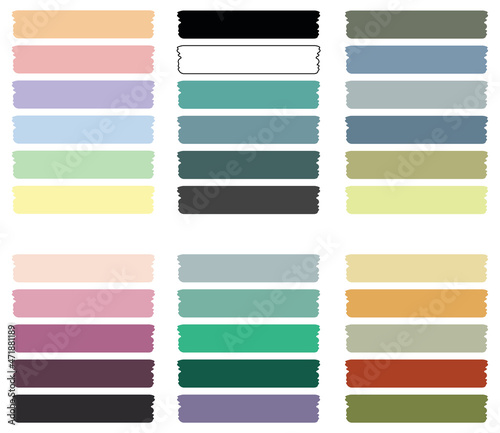 Washi Tape Solid Color Swatches Clipart Set