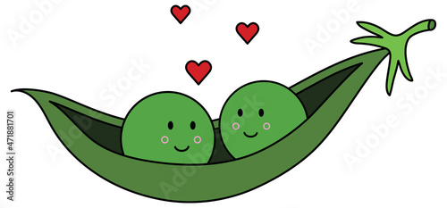 Sweet Peas in a Pod Cute Clipart Graphic - Color