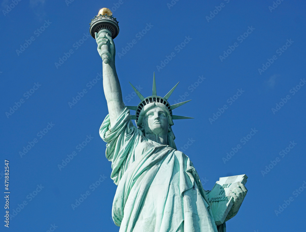 Fototapeta premium Statue of Liberty viewed from the waist up