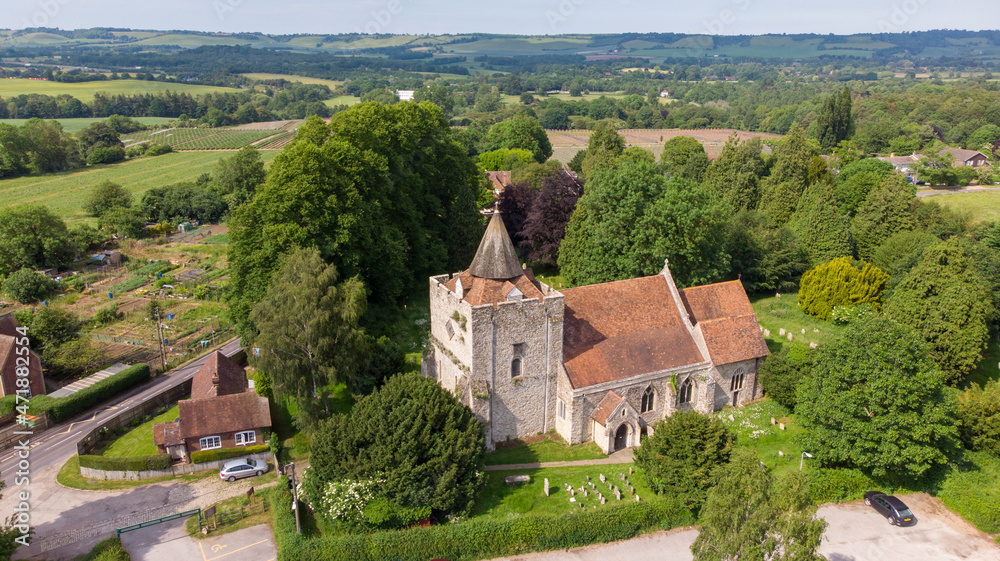aerial view of church