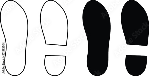 Simple Shoe Print Clipart Set - Outline and Silhouette