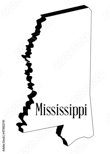 Mississippi 3D Silhouette Map