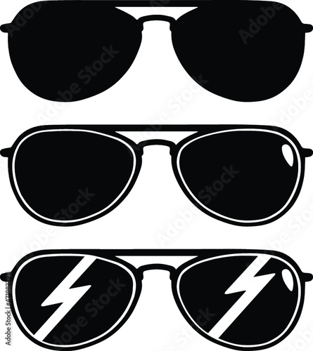 Sunglasses Clipart Set - Outline and Silhouette