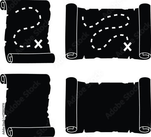 Treasure Map Filled and Blank Clipart Set - Silhouette