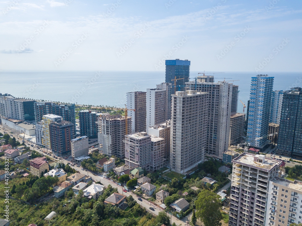 Fototapeta premium Drone view of the city of Batumi on a sunny summer day