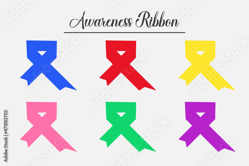 Awareness ribbon set  Cancer awareness ribbon  Cancer day  Breast cancer awareness month  cancer awareness symbol  Different color ribbons