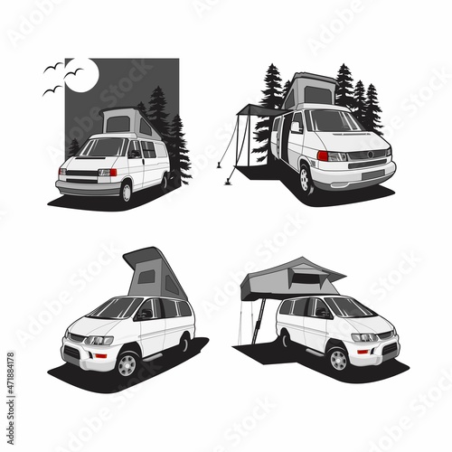  bundle set  camper van car vector