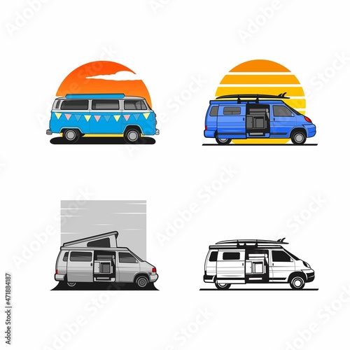  bundle set  camper van car vector