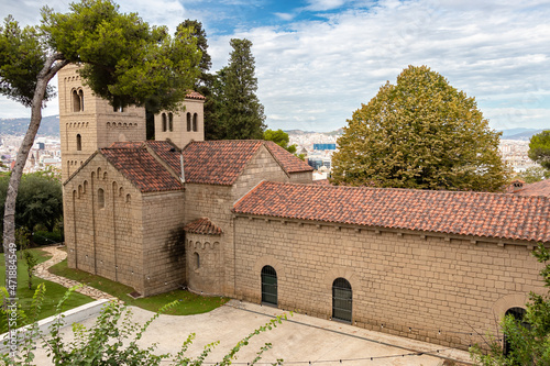 Photography Monastery of San Miguel, in Poble Espanyol, Spanish Village in Barcelona, Catalonia, Spain