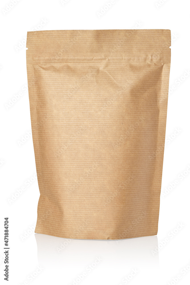 Brown paper pouch bag isolated on white. Brown paper pouch bag isolated on white.