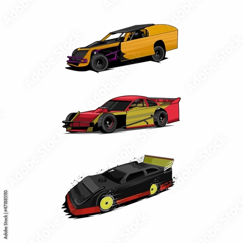  bundle set dirt racing car vector