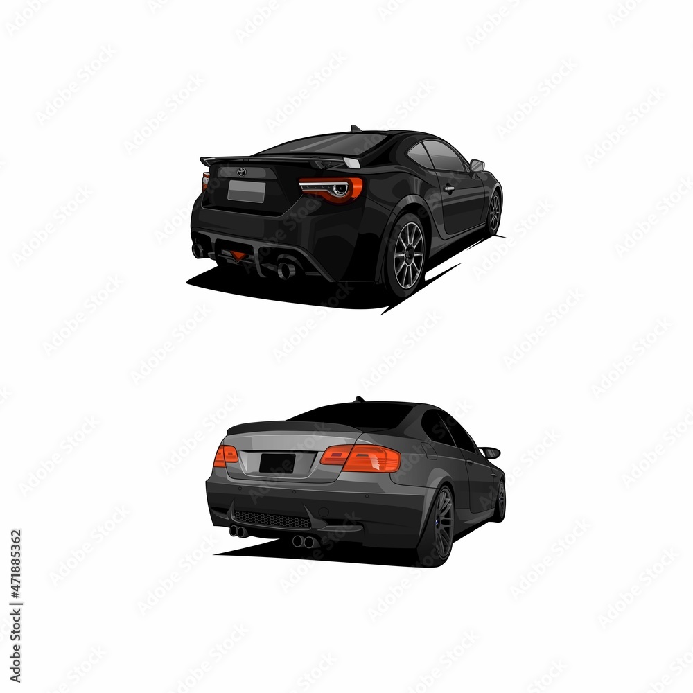 Naklejka premium bundle set car sport back view vector