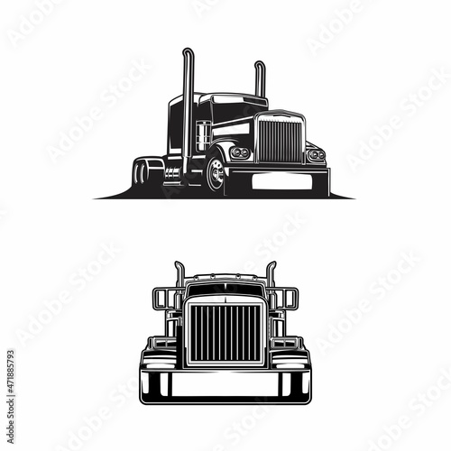  bundle set semi truck silhouette