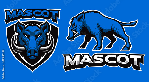 Boar Mascot Badge, Sports Emblem