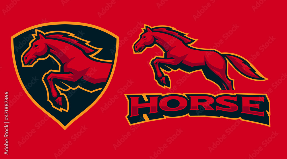 Horse Mascot Badge, Sports Emblem - obrazy, fototapety, plakaty 