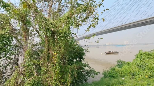 Vidyasagar Setu or Second Hooghly Bridge over Hooghly River View from circular railway. West Bengal, India South Asia Pacific, 24 November 2021 photo