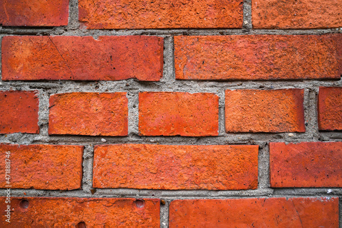 A part of Old Red brick wall for texture or background.