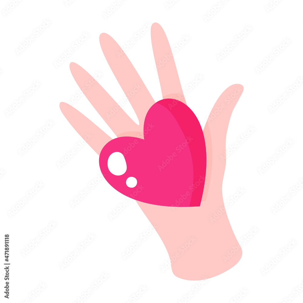 Obraz premium Hand holds the heart. Wedding and valentine day concept.
