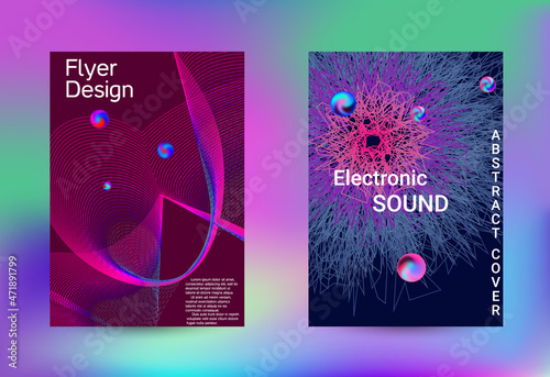 Minimum coverage of a vector. Cover design. Set of modern abstract musical backgrounds. Sound flyer for creating a fashionable cover, banner, poster, booklet...