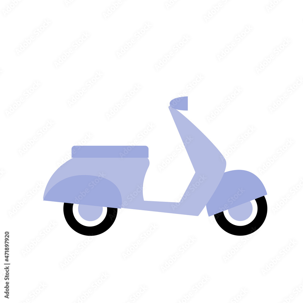 Blue scooter motorbike. Flat vector cartoon illustration Blue scooter motorbike. Flat vector cartoon illustration