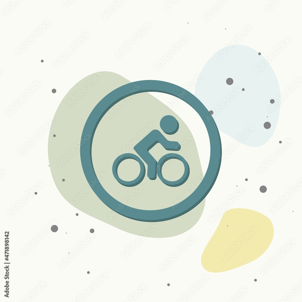 Vector icon of road sign stop cyclist. No cyclist on multicolored background. Vector icon of road sign stop cyclist. No cyclist on multicolored background.