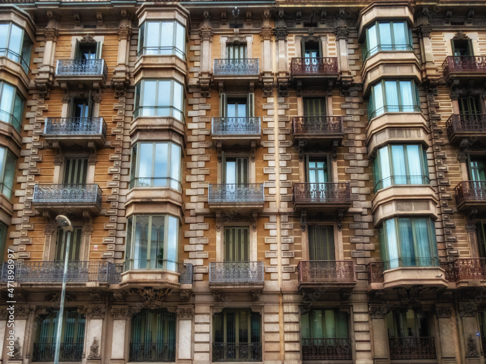 Buildings at Eixample district in Barcelona, Catalonia, Spain.