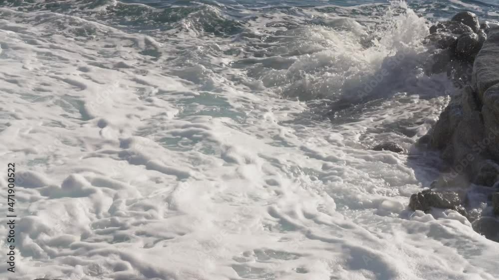 sea waves crash on the beach in the evening, front view. High quality 4k footage sea waves crash on the beach in the evening, front view. High quality 4k footage