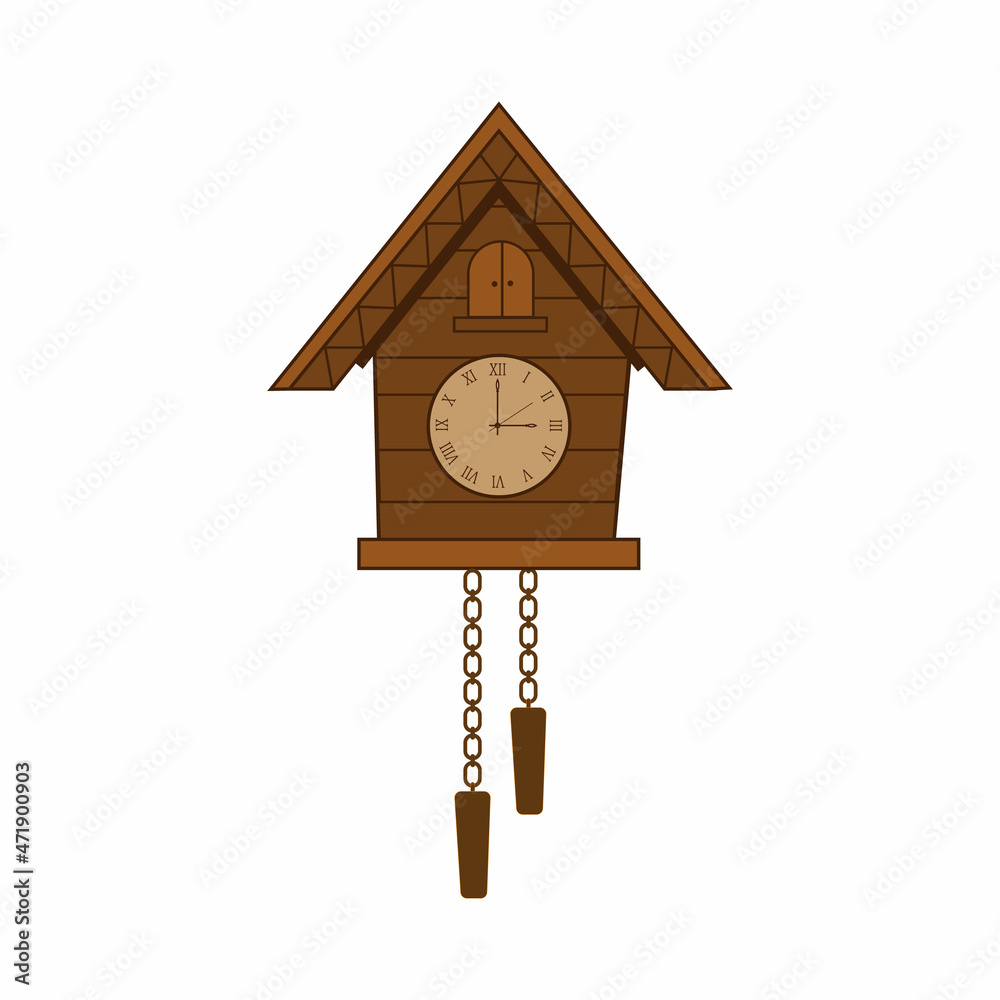 Vintage cuckoo clock. Vector illustration.