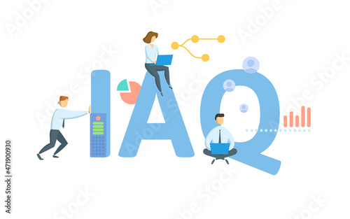 IAQ, Indoor Air Quality. Concept with keyword, people and icons. Flat vector illustration. Isolated on white. photo