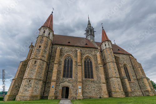 Mariasdorf with the famous parish church "Assumption of Mary", Burgenland, Austria 