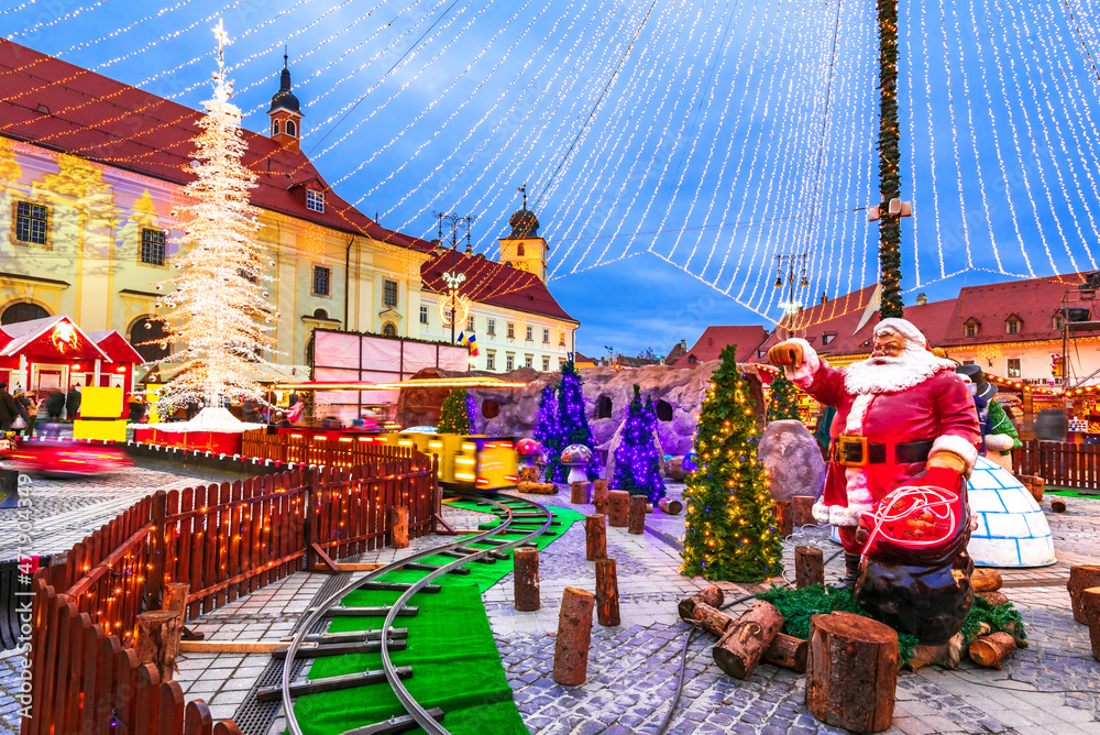 Fototapeta premium Sibiu, Romania - Famous Christmas Market in Europe
