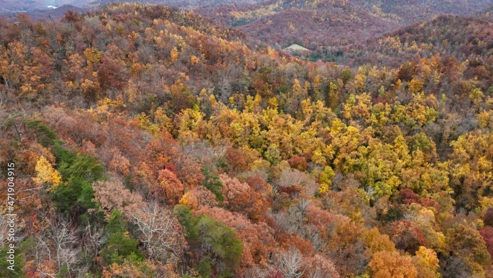 aerial view over peak fall foliage aerial view over peak fall foliage