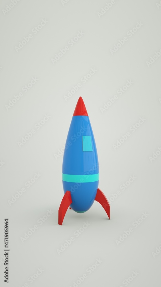 3D render blue rocket on a white background. Isolated cartoon space shuttle illustration 3D render blue rocket on a white background. Isolated cartoon space shuttle illustration
