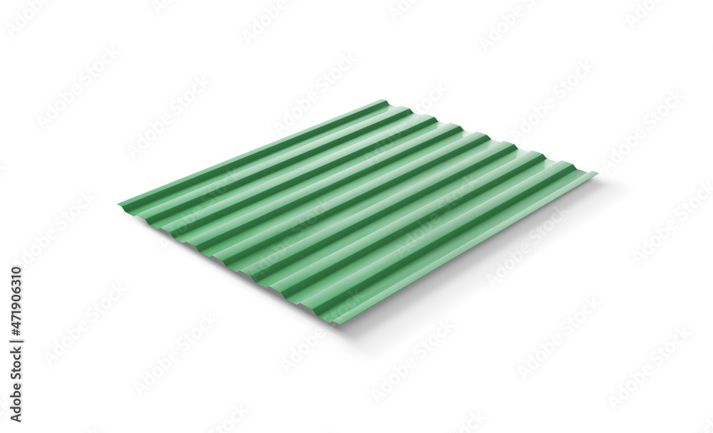 Horizontally green corrugated metal sheet for the roof on a white background. Vector illustration Horizontally green corrugated metal sheet for the roof on a white background. Vector illustration