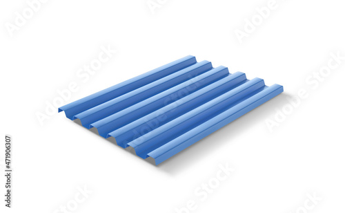 Horizontally blue roof sheeting on a white background. Vector illustration