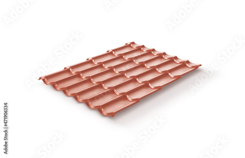 Lying horizontally red sheet of metal for the roof on a white background. Vector illustration