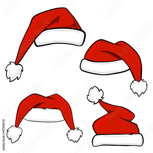 Christmas holiday Santa Claus cartoon hats set for funny holiday look design